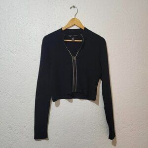 Black Victoria's Secret cropped zip-up knit sweater